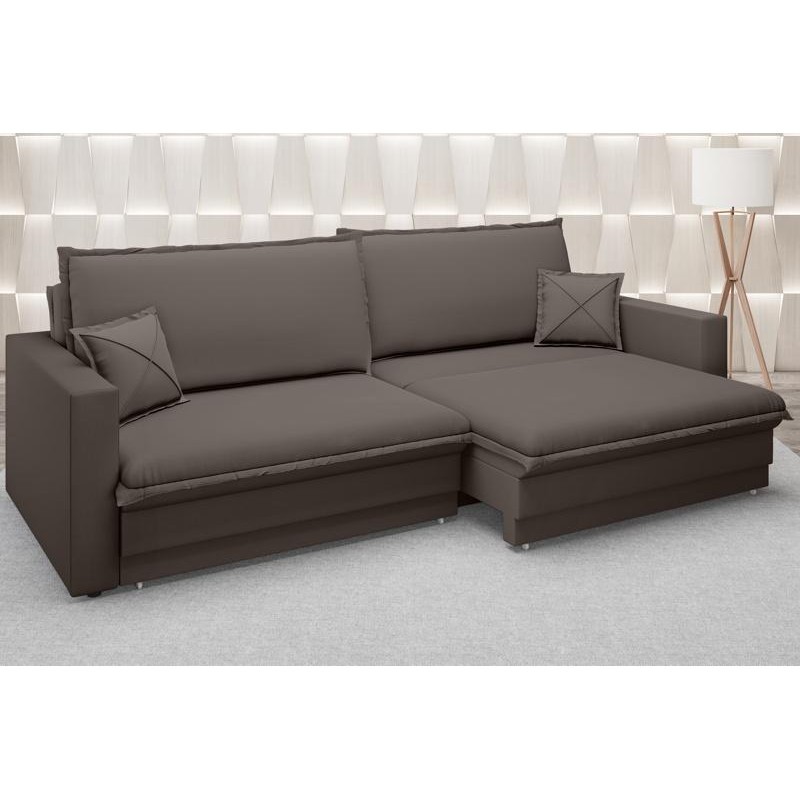 Sofá Tango 2,40m sem caixa, Retrátil e Reclinável Velosuede Chocolate - NETSOFAS
