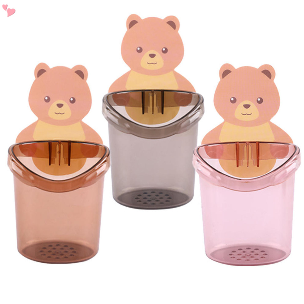 Suporte De Escova De Dentes De Parede Autoadesivo De Urso Fofo , Organizador De Banheiro De Plástico Para , Pasta De Den em Oferta na Shopee