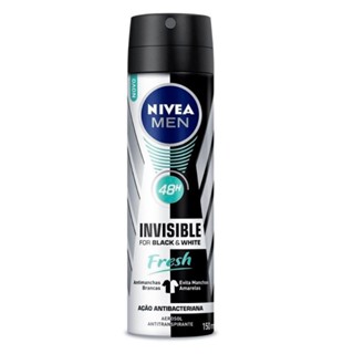 NIVEA MEN INVISIBLE DESODORANTE AEROSSOL BLACK&WHITE FRESH COM 150ML em Oferta na Shopee