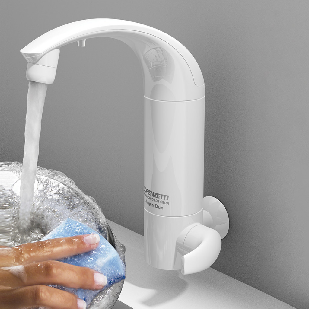 Torneira Com Filtro Purificador De Água Acqua Due Lorenzetti Branco Parede Bica Móvel Cozinha