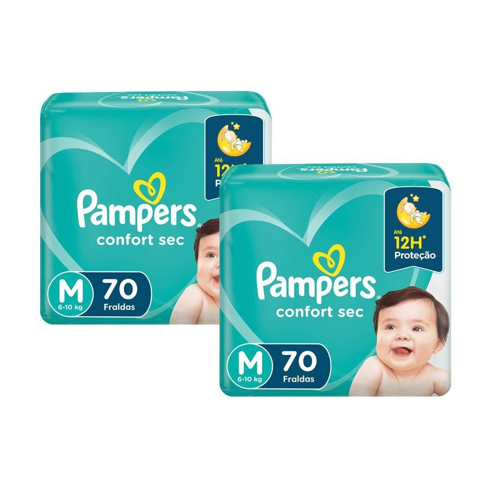 Kit Fralda Pampers Confort Sec Super Tamanho M com 140 unidades