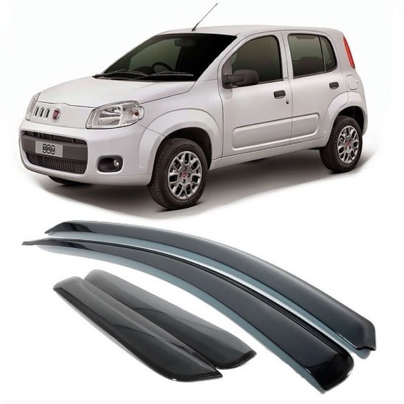 Calha Defletor de Chuva Fumê Jg Completo Para O Fiat Novo Uno - Ano De Aplicação