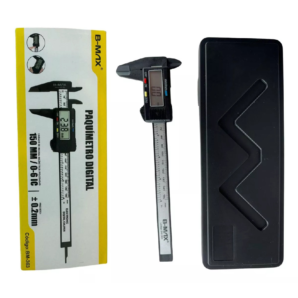 Paquimetro Digital Profissional Eletrônico Display Lcd Medidor Preciso Em Aço Inox Plástico 150mm C/ Estojo Micrômetro Alta Precisão fácil leitura desligamento automático preciso com tela comprimento