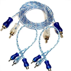 Kit cabo rca 1metro com 2 rca y 1M/2F injetado azul cristal