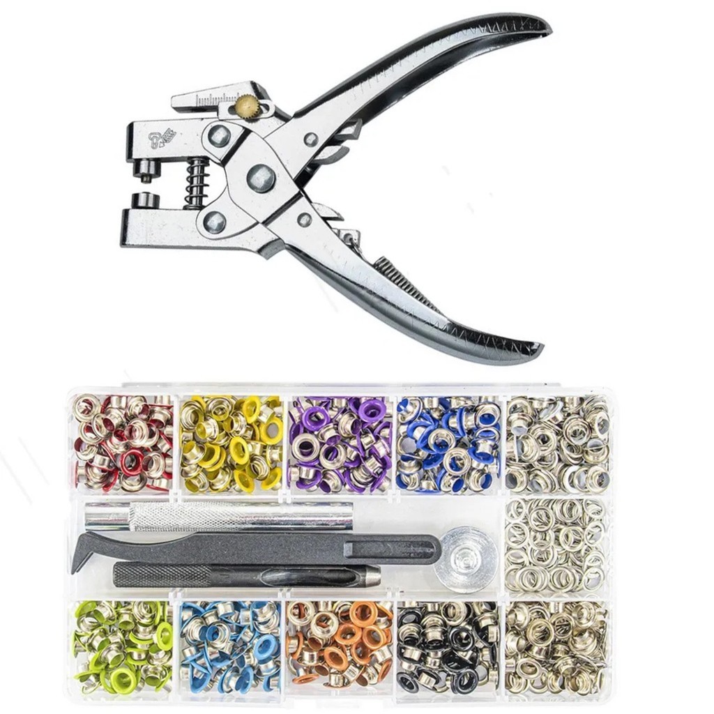 Alicate De Metal 2 em 1 Fura e Aplica + 500 Ilhós + Vazador Para Couro em Oferta na Shopee