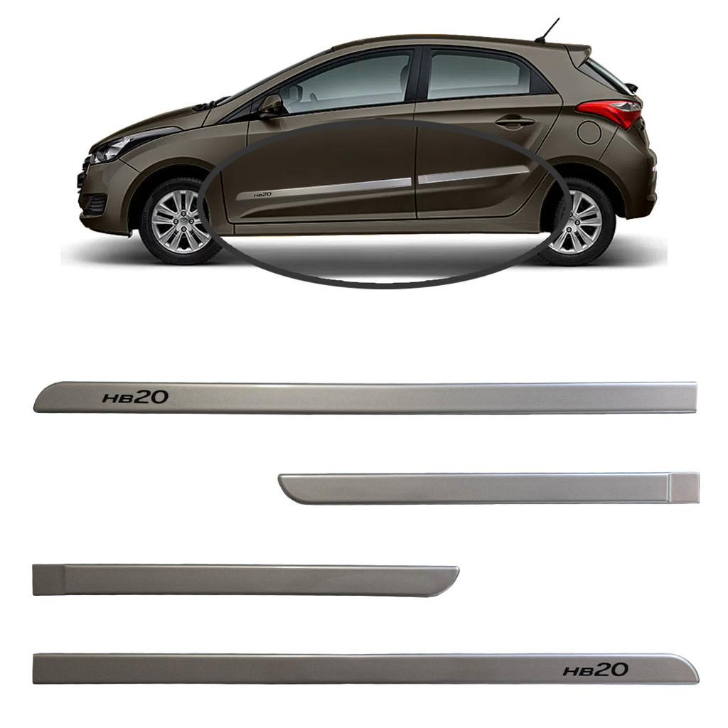 Friso Porta Hyundai HB20 Original Prata Metal 2013 à 2019