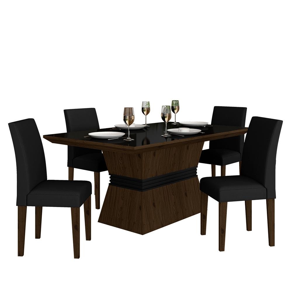 Mesa Com 4 Cadeiras 1,36 Versalhes Imb/preto/preto - Móveis Arapongas - Home & Living