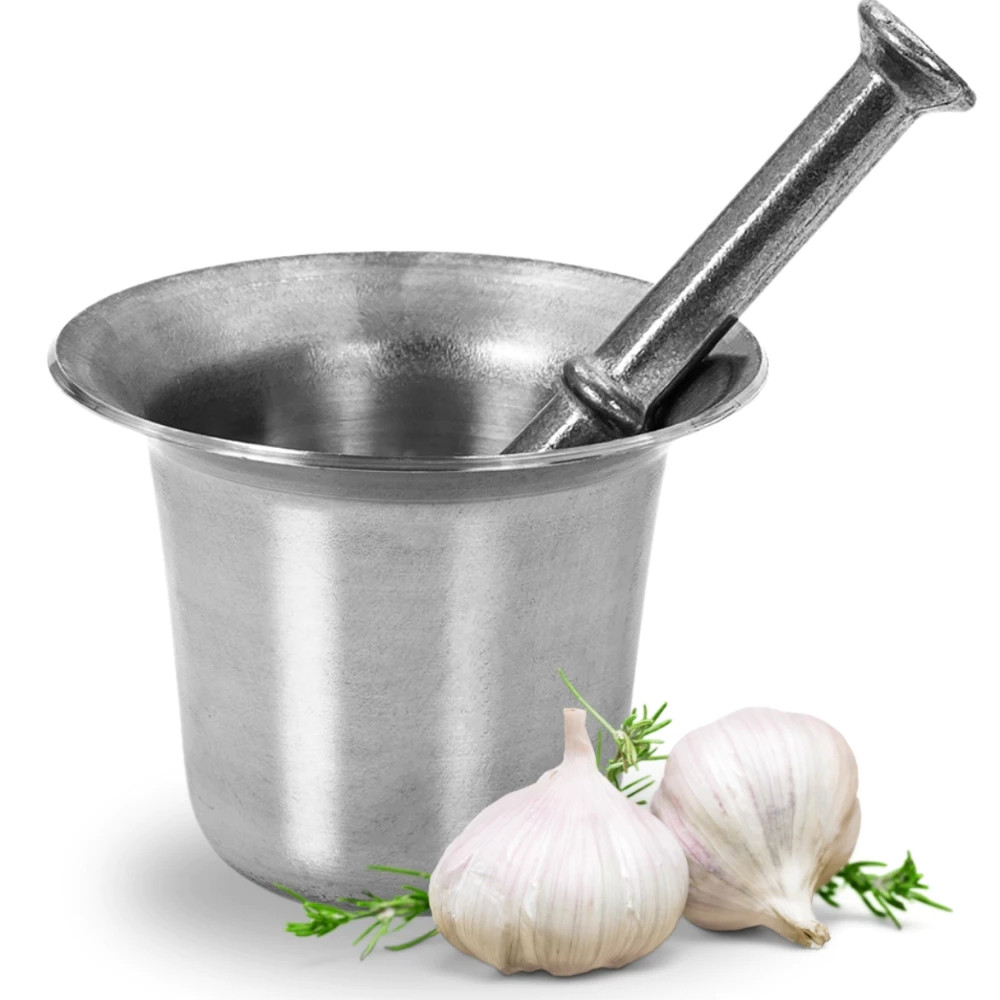 Pilão Almofariz Socador Alho Alumínio Fundido Polido 300G Alta Durabilidade [Envio Hoje] em Oferta na Shopee