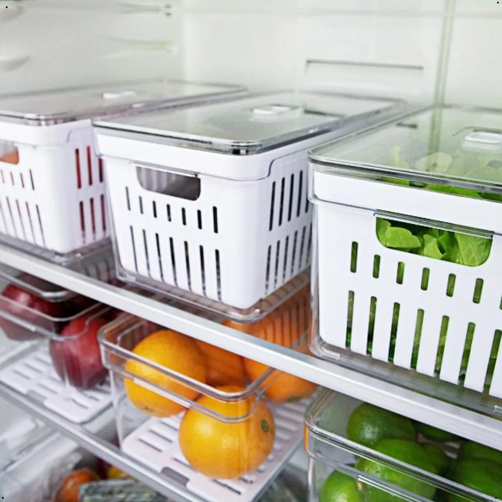 Organizador de Geladeira 6,8 Litros Tela Com Tampa Multiuso Alimentos Verduras Potes de Salada · foto 2
