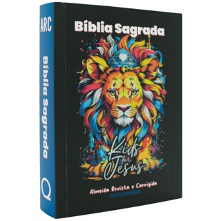 Bíblia Sagrada Kids For Jesus - Almeida Revista E Corrigida Textos Coloridos - Capa Lion em Oferta na Shopee