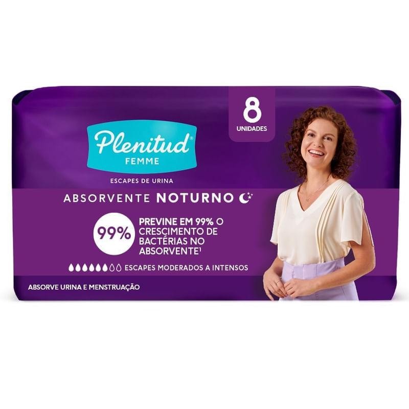 Absorvente Noturno Plenitud Femme 8 Unidades em Oferta na Shopee
