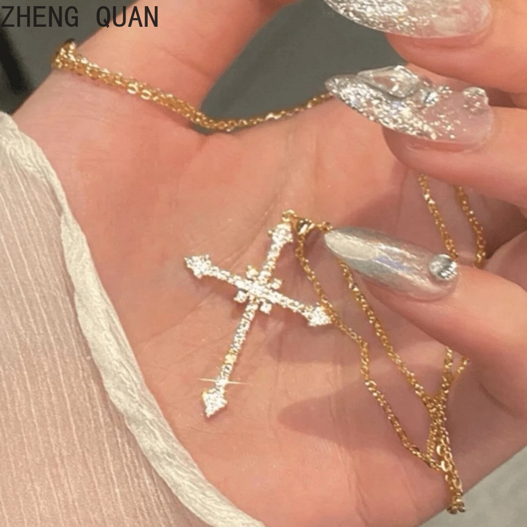 Moda Brilhante Estrelado Cruz Colares Strass Criss Pingente Colar Para Mulheres Jóias Vintage Presentes Legal Meninas em Oferta na Shopee