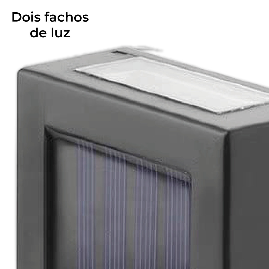 Detalhes do Kit 4 Luminária Arandela Solar IP65 Led 2 Focos de Luz Jardim e Parede Slim c/suporte