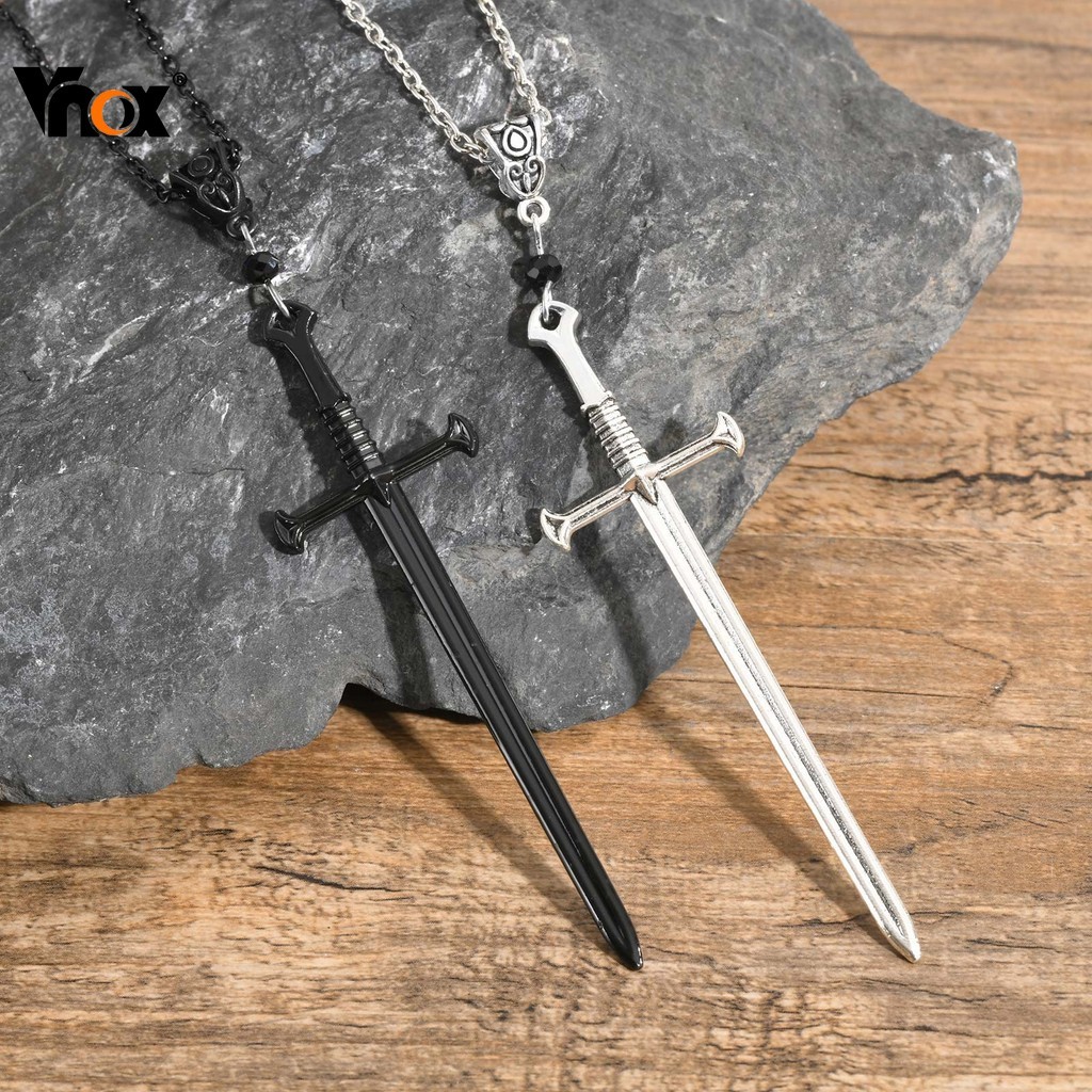 Vnox Homem Punk Rock Espada Cruz Pingente Colares , Retro Gótico Colar De Aço Inoxidável Hip Hop Jóias Para Homens Adole - Fashion Accessories
