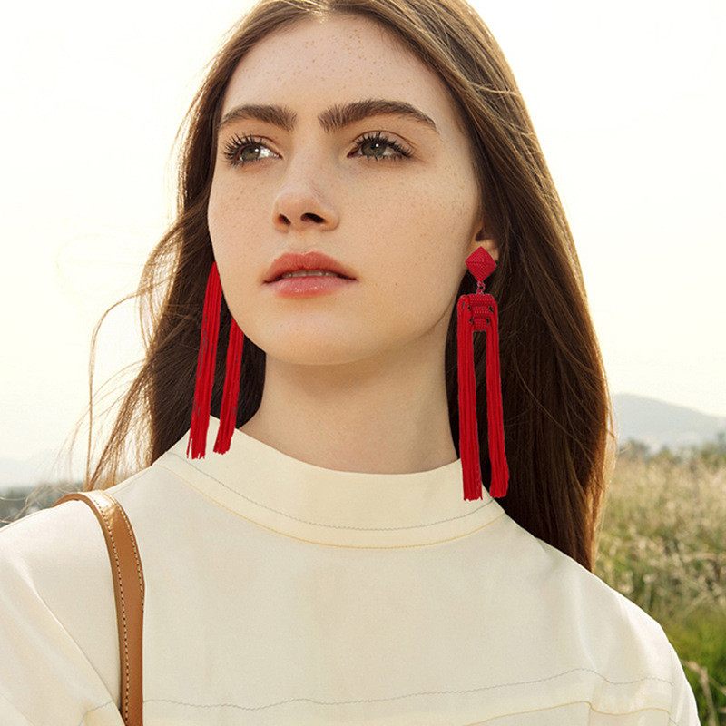GHGl Original Bohemian Red Tassel Brincos Feminino Longo Retro Elegante Estilo Étnico Joias Brincos de Noiva em Oferta na Shopee