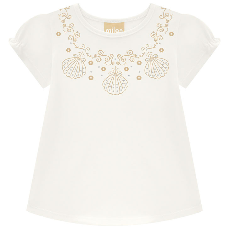 Blusa Infantil Menina Concha Milon - Off Whitte