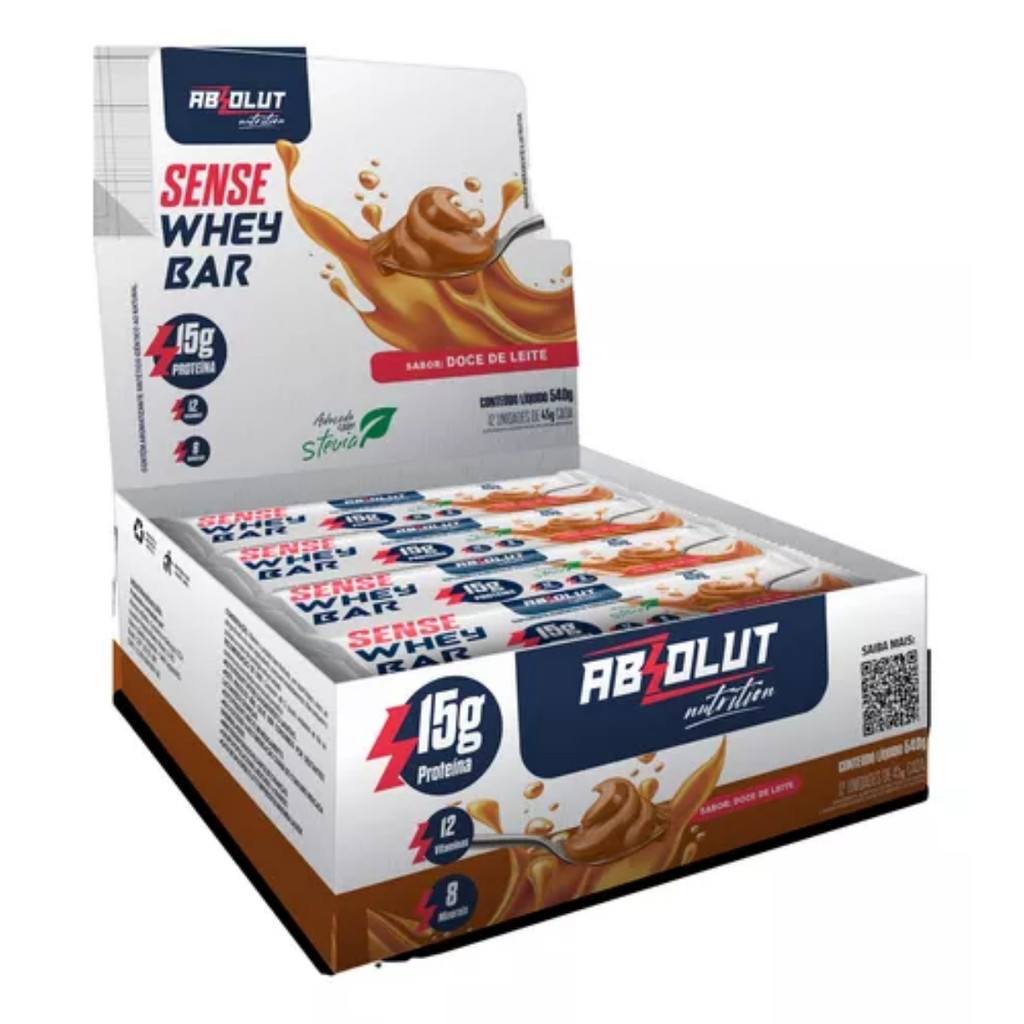 Barrinha Sense Whey Bar Caixa Com 12un 540g Absolut Nutrition Doce De Leite em Oferta na Shopee