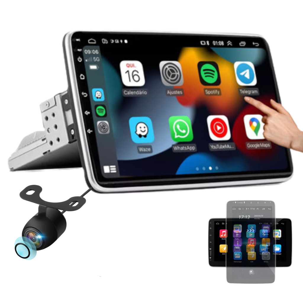 Central Multimidia H-tech Tela 10.1 De Vidro 1din Android 12