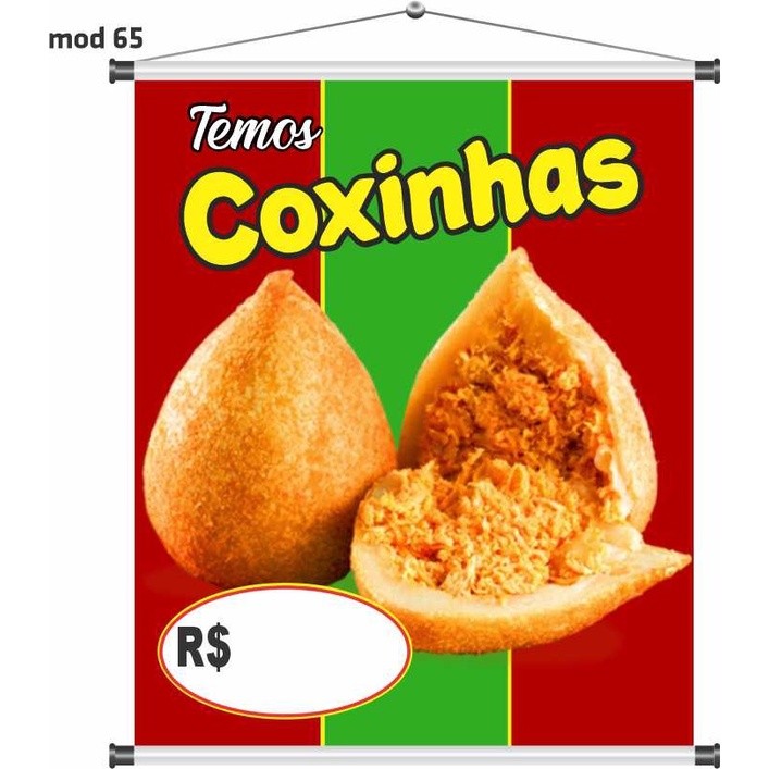 Banner Coxinha salgados promoção bar lanchonete 60x50cm