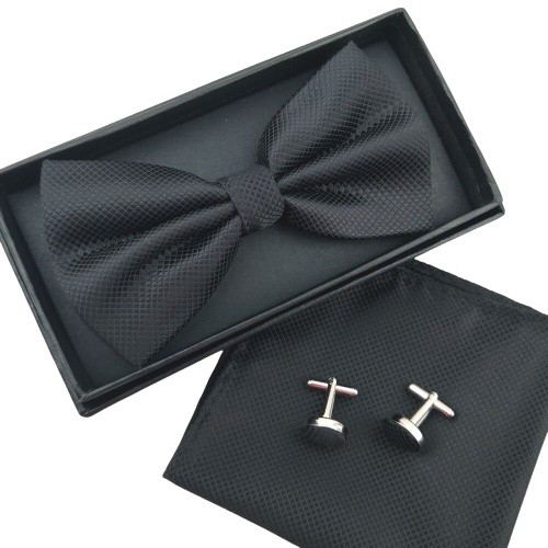 Kit Gravata de Caixinha Eterno Borboleta Lenço e Abotoadura Conjunto de 3 Itens elegantes