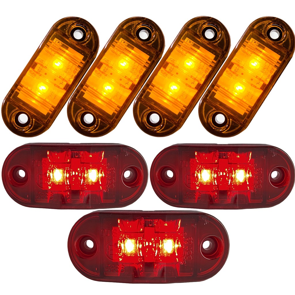 Kit 3 Marias + 4 Luz De Grade Caminhonete Off Road Pick Up Lanterna Delimitadora Lateral Bau Caminhao Carreta