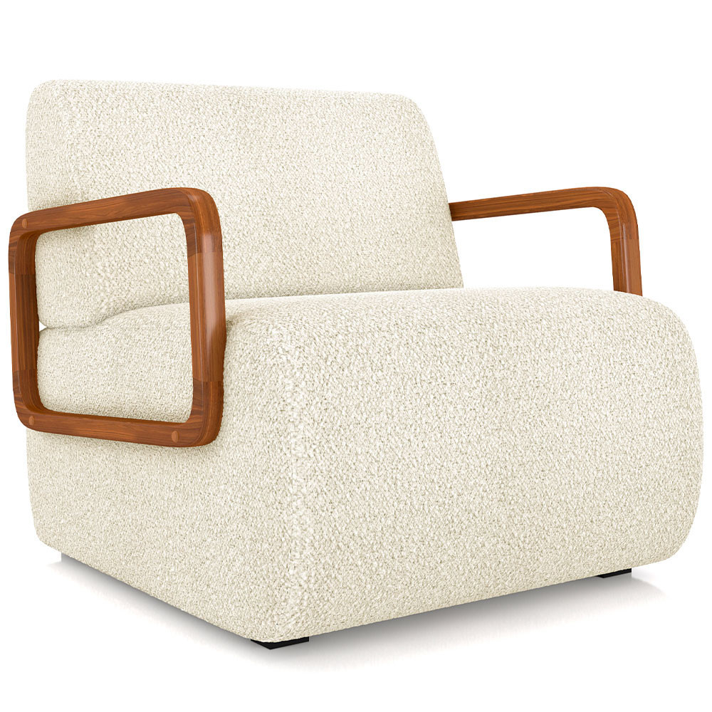 Poltrona Decorativa Orgânica Bruxelas K01 Bouclê Creme - Lyam Decor - Home & Living