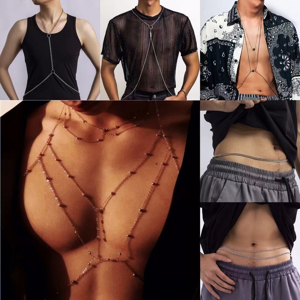 Corrente De Cintura Simplicidade Para Homens Punk Gótico Harajuku PU Gargantilha De Couro Sexy Body Jewelry Party Charme Acessórios em Oferta na Shopee