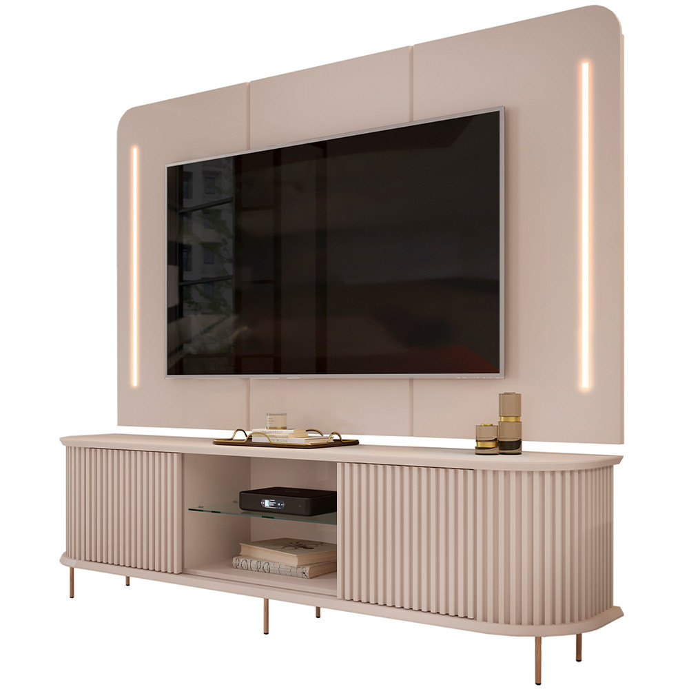 Rack Para Sala Ripado com Painel Para TV 75 Pol Atlantis D05 Off White - Lyam Decor · foto 2