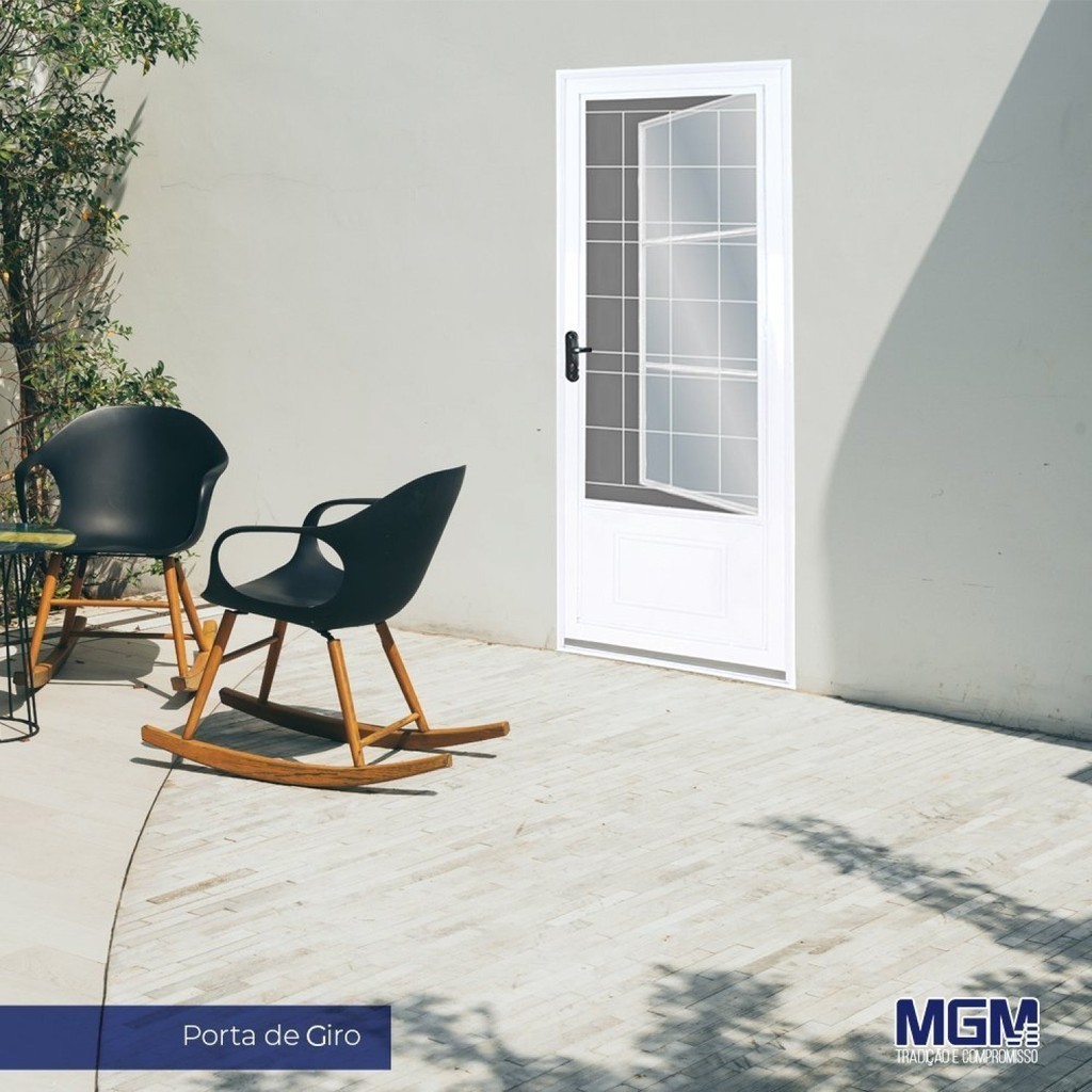 Porta de Aço Postigo 215x85cm com Grade Quadrada Minas Sul Mgm Abertura Direita Direita