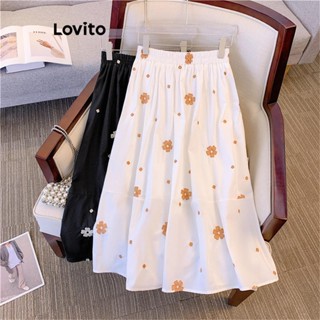 Lovito Saias femininas casuais com flores florais LNE52216