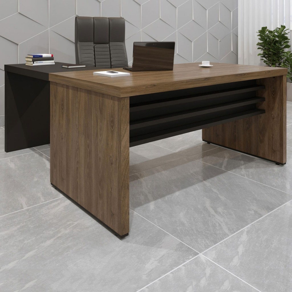 Mesa para Escritório com Apoio Charuto/Preto - Artany Móveis em Oferta na Shopee