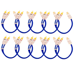 10x Cabos Y Prime Metal 5mm 2 Machos 1 Femea Azul RCA