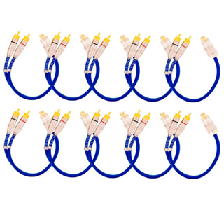 10x Cabos Y Prime Metal 5mm 2 Machos 1 Femea Azul RCA em Oferta na Shopee