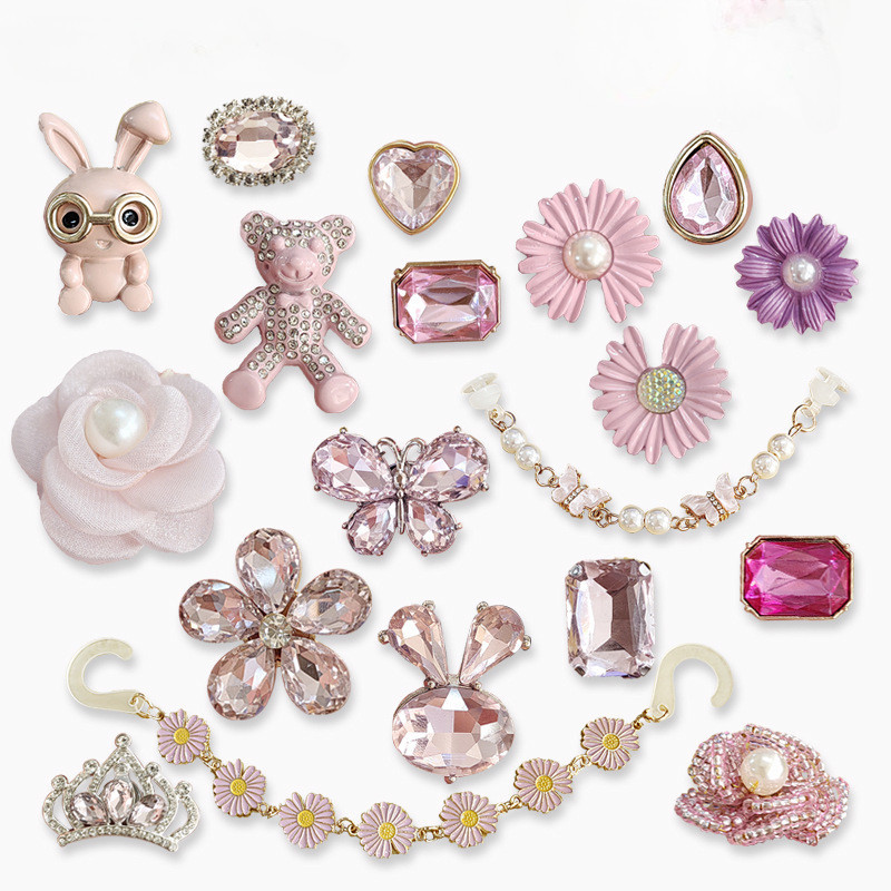 Decoração De Sapato Para Alfinetes De Tamanco Botão Rosa Conjunto DIY Sapatos Charme 1 Peça