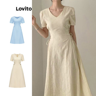 Lovito Elegante Vestido com Amarração para Mulheres L74ED175(Multicolorido)