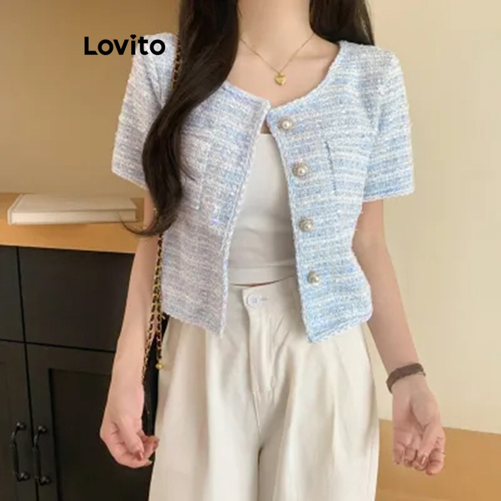 Lovito Blusa Elegante Blusa Lisa Com Botões Para Mulheres LNE50563 - Women Clothes