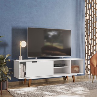 Rack Vintage Óregon Até 60 Polegadas 1 Porta Branco - Olivar Móveis em Oferta na Shopee