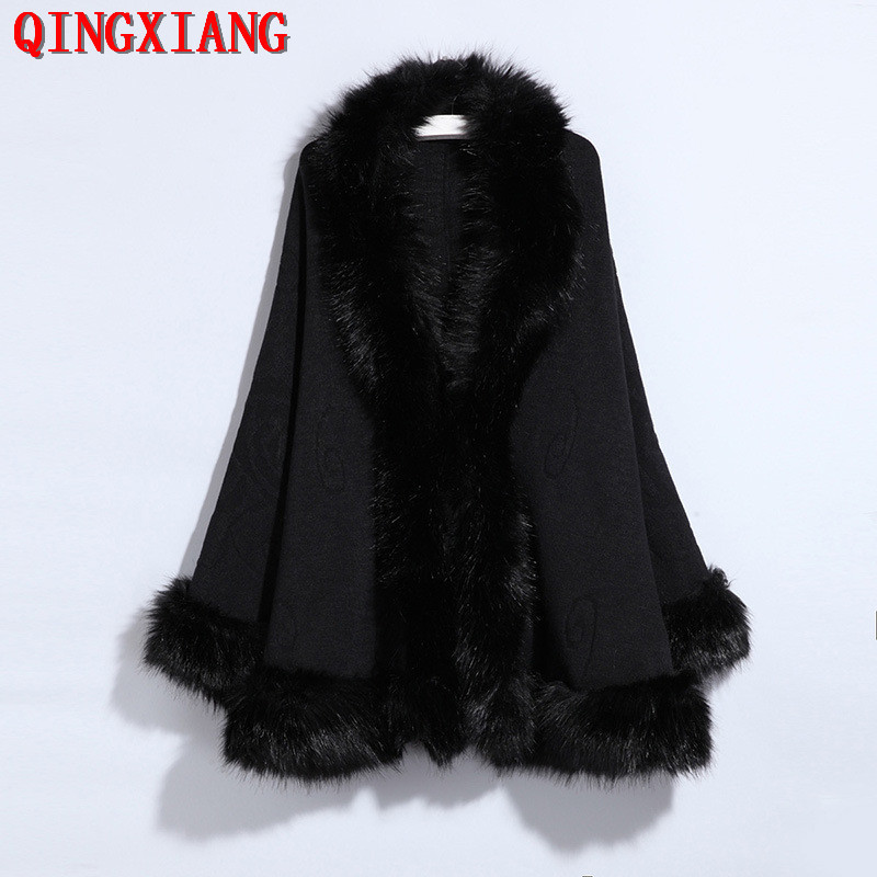 Ponto Aberto Solto Malhas Exterior Streetwear Casaco Vestido De Festa De Casamento Poncho Xale Capa Grande Falso Gola De