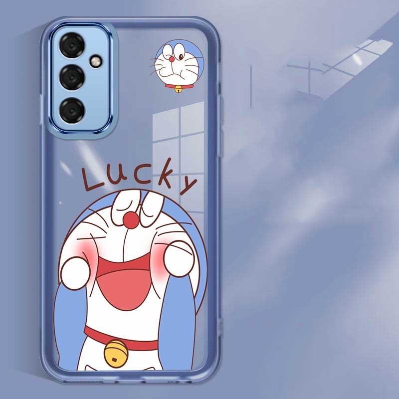 Samsung Galaxy M35 5G M 35 Protetor De Câmera Capa De Doce Transparente Lucky Doraemon Casing Square Edge Completa Macia