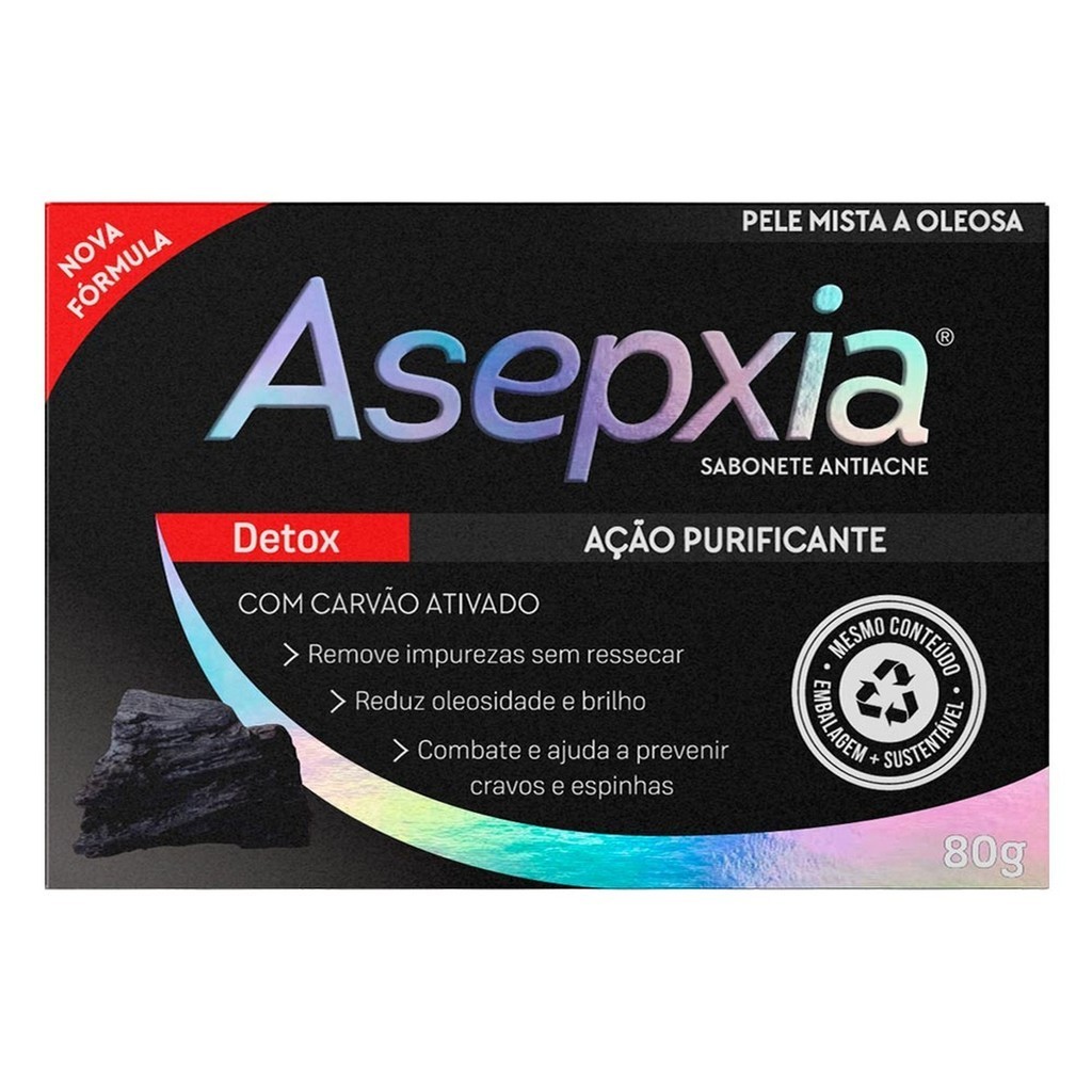 Asepxia Sabonete Antiacne Com Carvão Ativado 80g