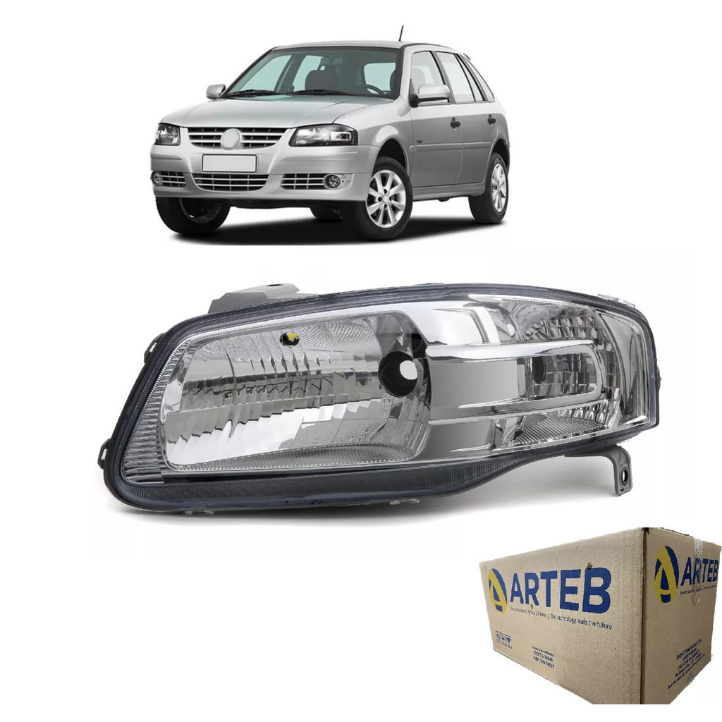 Farol Principal Parati G4 2006 2007 2008 09 10 Arteb Cromado Esquerdo em Oferta na Shopee