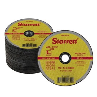 Kit 12 Discos De Corte Inox Starrett 7" 180 x 1,6 x 22,2mm Alta Durabilidade Profissional em Oferta na Shopee