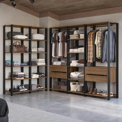Guarda-Roupa Closet Modulado Valencia 4 Gavetas 417cm Rustic/Preto Madesa 01