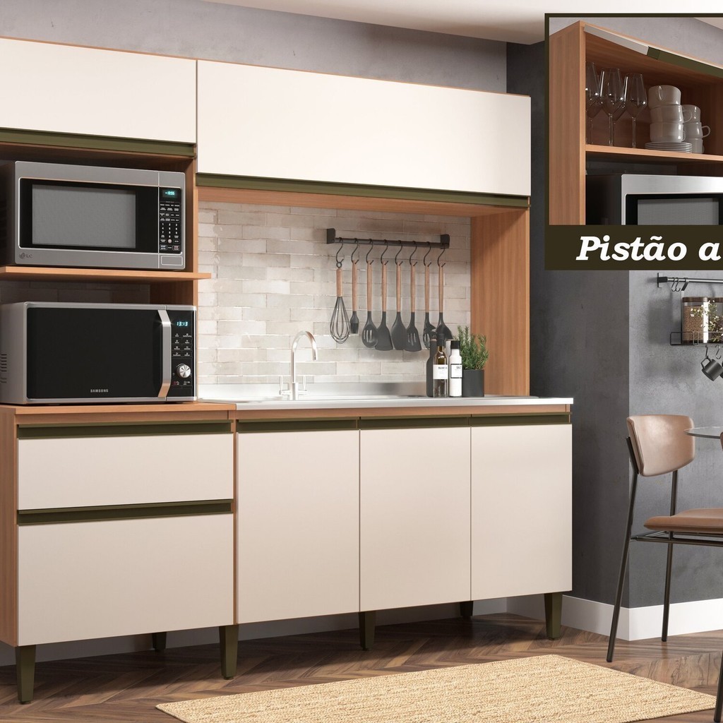 Cozinha Compacta Vitória 6 Portas 1 Gaveta 2 Nichos para Forno - Home & Living
