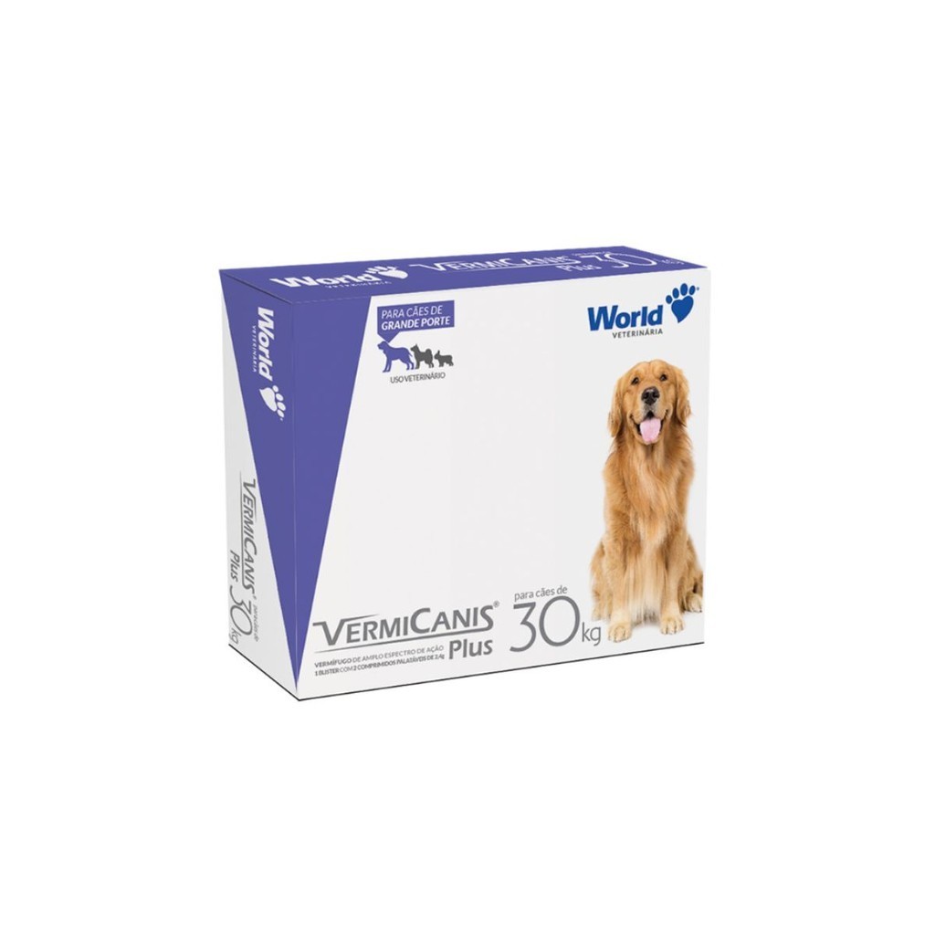 Vermífugo Cães Grande Porte 30kg Vermicanis  2 Comprimidos em Oferta na Shopee