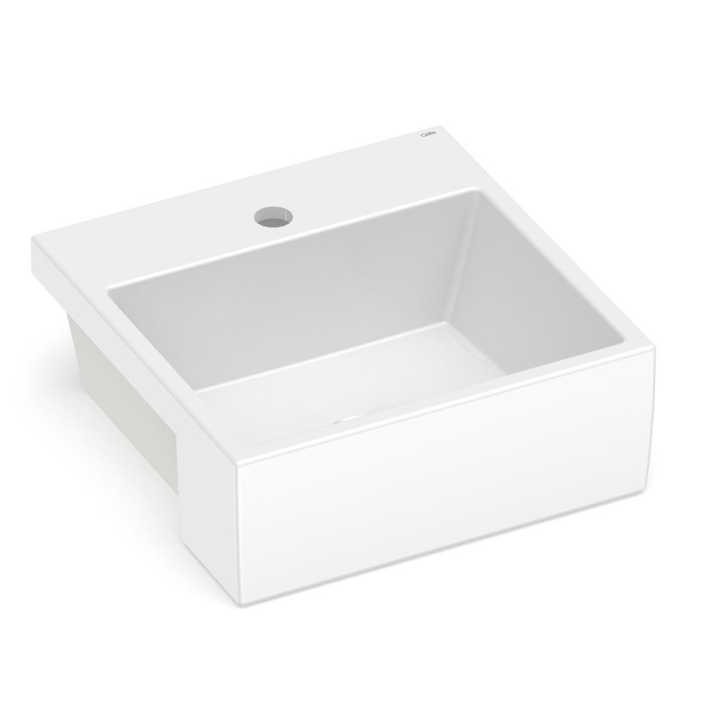 Cuba De Semiencaixe Quadrada Com Mesa Basic Q2 41x41cm Branco Celite em Oferta na Shopee