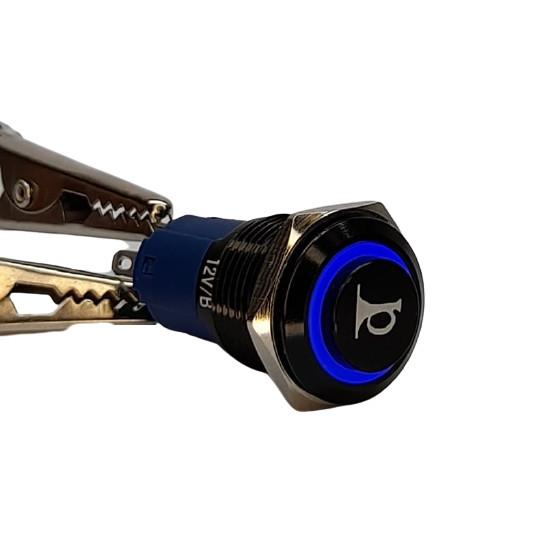 Botão Interruptor Redondo Buzina 12v - Led Azul