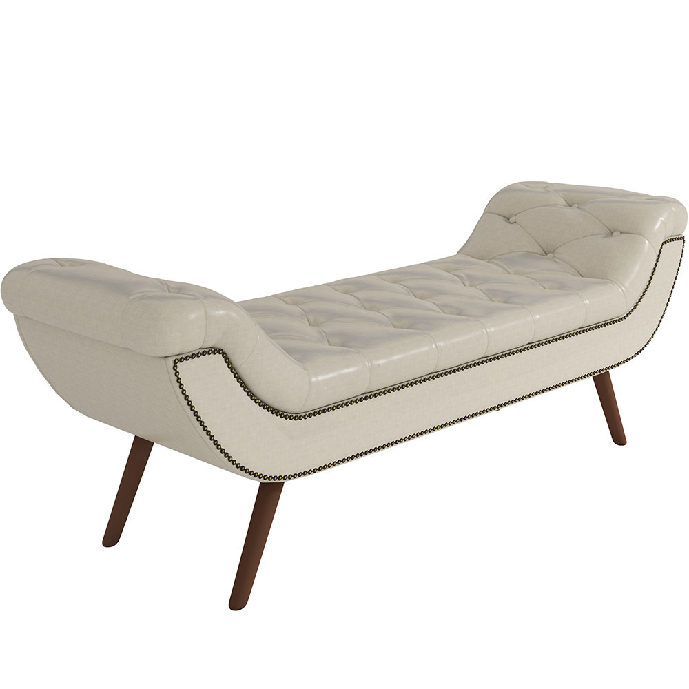 Puff Recamier Decorativo com Tachas 160 cm Santorini P05 Facto Dunas Pérola - Lyam Decor