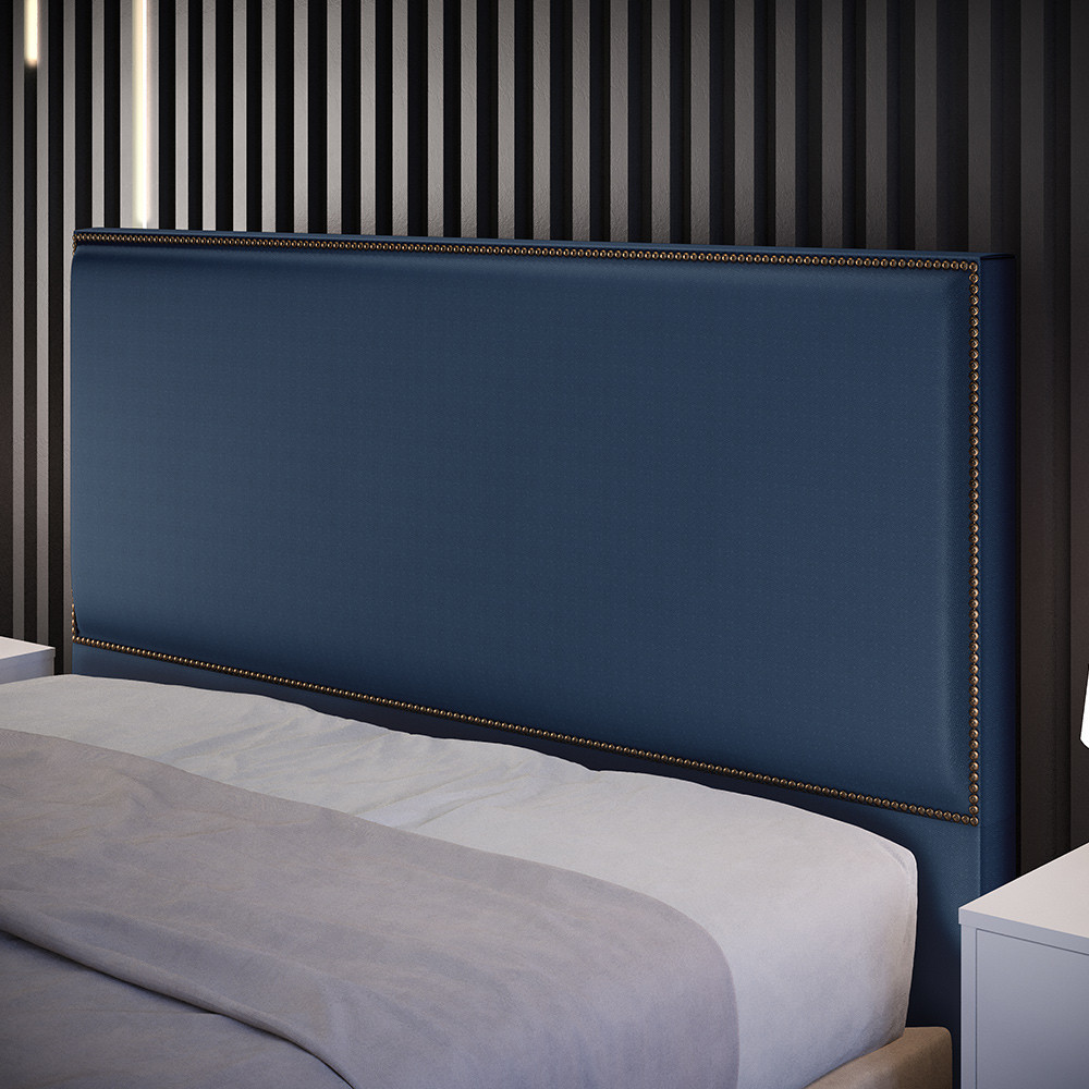 Cabeceira Cama Box Casal Com Tachas 140 cm Vicenza L02 Facto Azul Marinho - Lyam Decor em Oferta na Shopee