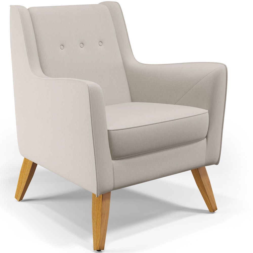 Poltrona Decorativa com Pés de Madeira Taroba D02 Linho Cru C-443 - Lyam Decor - Home & Living